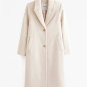 Abercrombie Cream Wool Blend Tailored Topcoat